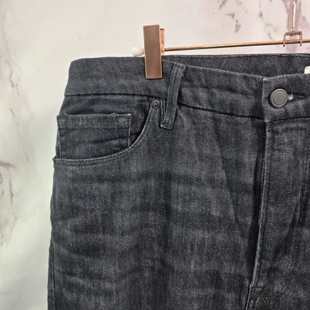 Good American Jeans Womens 20 Black Denim High Rise Crop Mini Boot Whiskering - Picture 2 of 11